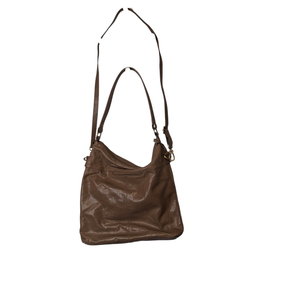 HOBO Liberty Leather Convertible Crossbody Shoulder Bag Tan Large Pockets Zip